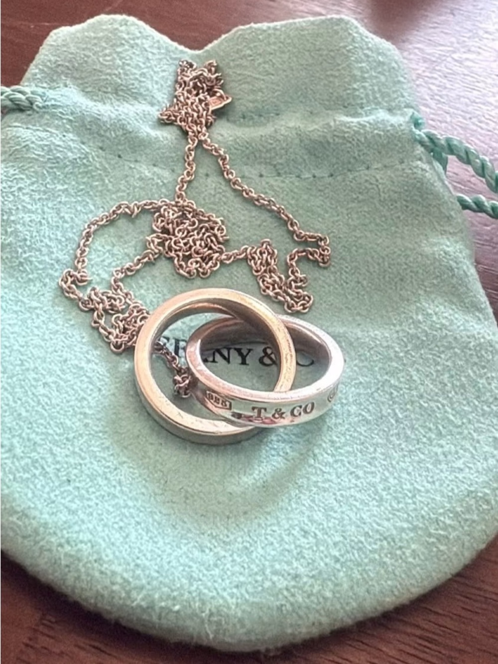Tiffany & Co. Double Interlocking Ring Necklace - Silver